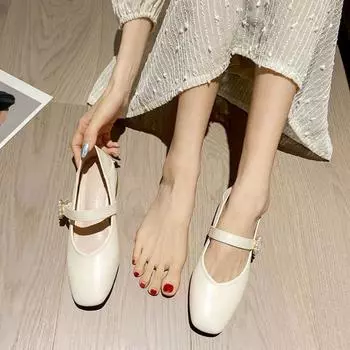 Модные милые туфли Мэри Джейн Kawaii для женщин 2024 года, белые женские летние туфли в готическом стиле на квадратном каблуке, элегантные, популярные, E Young 39 35