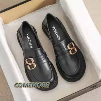 Модные милые туфли Мэри Джейн в стиле Лолиты, женские однотонные мокасины Zapatos De Mujer 2024, повседневные, весенние, черные, слипоны, круглый носок, платформа, низкий каблук 35