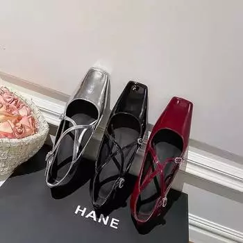 Модные милые туфли в стиле Лолиты, новые черные туфли на плоской платформе с квадратным носком, туфли Мэри Джейн для женщин из кожи для косплея, студенческие туфли Zapatos Mujer 35 чёрный