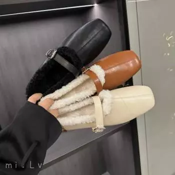 Модные милые женские туфли на плоской подошве с круглым носком, зимние туфли бежевого, черного, коричневого цвета с пряжкой на ремне, повседневные туфли женские, размер 35-39 5.5 бежевый