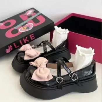 Модные милые женские туфли на толстой подошве 2024 года, новые винтажные удобные туфли Мэри Джейн с плоским дном и бантом для женщин Zapatos De Mujer 35 бежевый