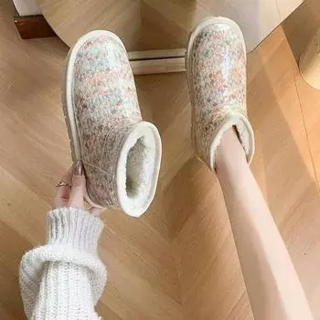 Модные милые женские туфли с круглым носком, элегантные на низком каблуке, кавайные женские зимние сапоги, распродажа, новинка, горячая зимняя обувь из искусственной кожи 35