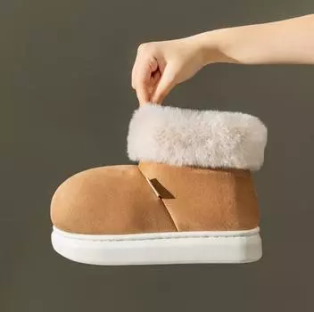 Модные милые зимние сапоги с большим носком для женщин, зимние новые кашемировые теплые толстые подошвы, хлопковые туфли для женщин, туфли на платформе, теплые сапоги с манжетами 36-37 красный