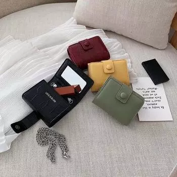 Модные мини-сумки на плечо для хранения, косметички из искусственной кожи, новинка 2024 года, портативные сумки через плечо для маленьких девочек, косметичка для губной помады чёрный