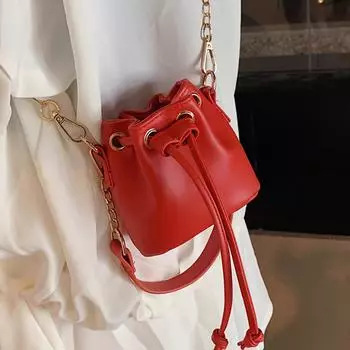 Модные мини-сумки-ведра для женщин, модная прочная универсальная сумка через плечо с цепочкой, летние милые женские кошельки из искусственной кожи Mini(Max Length<20cm)