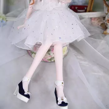 Модные мини-туфли на высоком каблуке с бантом для куклы 1/3 BJD SD Dollfie, аксессуары для праздничной одежды чёрный