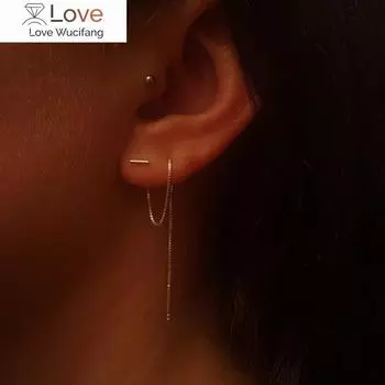 Модные минималистичные длинные серьги серебряного цвета с простой цепочкой с кисточками, женские серьги-гвоздики в Корейском стиле, ювелирные изделия в виде джокера