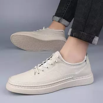 Модные минималистичные и удобные мужские туфли для скейтбординга, модные мужские повседневные классические черные мужские кожаные туфли больших размеров 38-46 38 бежевый