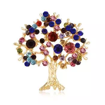 Модные многоцветные броши с фруктовыми деревьями со стразами для женщин и мужчин, креативная очаровательная рождественская елка, вечерние офисные повседневные броши, булавки