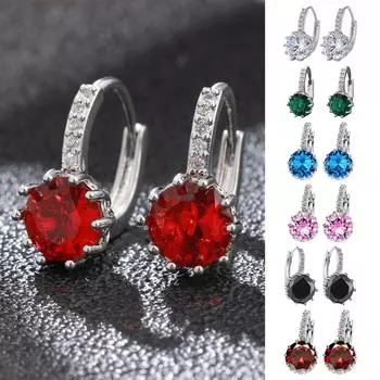 Модные многоцветные круглые бриллиантовые серьги-пряжки из циркония класса ААА с женственным темпераментом, персонализированные и роскошные серьги One Size белый