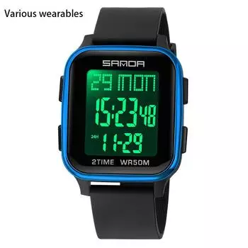 Модные многофункциональные квадратные мужские студенческие электронные часы для спорта на открытом воздухе водонепроницаемые электронные часы