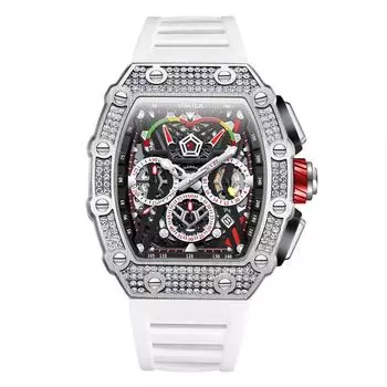 Модные многофункциональные полностью автоматические механические часы с бриллиантовым дизайном для мужчин