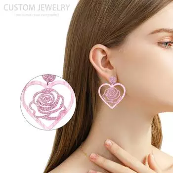Модные многослойные серьги-розы для женщин розовый