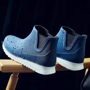 Модные модные дождевые туфли для влюбленных, резиновая обувь, ботильоны на платформе, осенне-зимние ботильоны без застежек, мужские водонепроницаемые рабочие ботинки 36 розовый