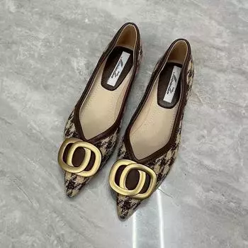 Модные модные металлические украшения женская обувь весна осень женские туфли без застежек удобные балетки квадратный носок досуг роскошный дизайн новый 38 коричневый