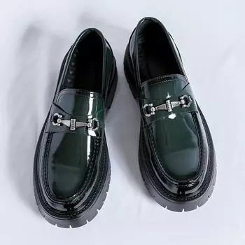 Модные модные мокасины на толстой подошве ярких цветов из кожи с круглой платформой, роскошные брендовые свадебные формальные мужские высококачественные деловые туфли 38 чёрный