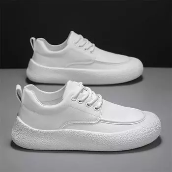 Модные модные мужские кожаные повседневные туфли дышащие удобные универсальные белые туфли для отдыха на открытом воздухе нескользящие устойчивые к пятнам мужские спортивные туфли 39 белый