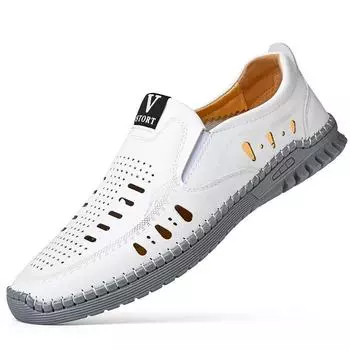 Модные модные мужские кожаные туфли Hollow весна осень износостойкие нескользящие дышащие мужские туфли мужские кожаные повседневные туфли 38