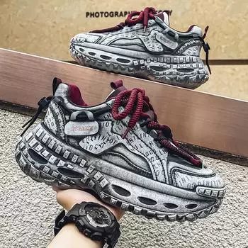 Модные модные мужские кроссовки, роскошные массивные повседневные кроссовки для мужчин, увеличивающие рост, обувь для пап, дышащая спортивная обувь, мужские кроссовки 39 серый