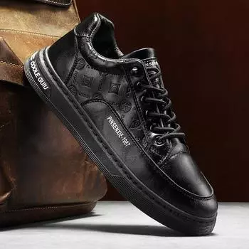 Модные модные мужские повседневные туфли Простые мужские туфли Летние мужские спортивные теннисные кроссовки Винтажные принты Удобные кроссовки для мужчин 39 чёрный