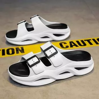 Модные модные мужские сандалии на толстой подошве, уличные повседневные нескользящие легкие базовые пляжные туфли, летние праздничные сандалии для мужчин 40