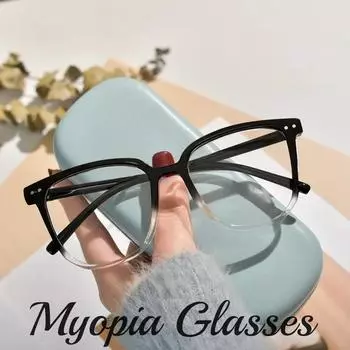 Модные модные очки для близорукости с большой оправой для мужчин и женщин, новые квадратные очки для близорукости, женские винтажные ретро-очки с прозрачными линзами 0anti-blue серый
