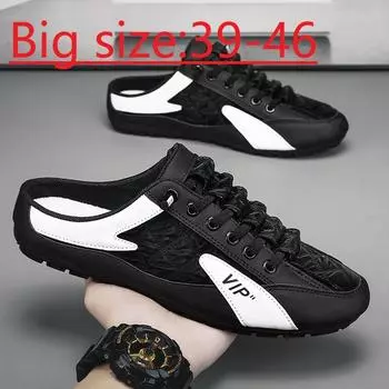 Модные модные полутапочки на плоской подошве повседневная обувь для мужчин классические летние тапочки мужские туфли на плоской подошве лаконичные мужские кроссовки мужские тапочки без застежек 39 белый