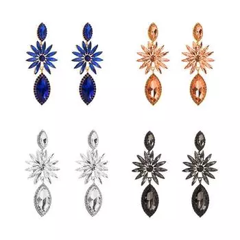 Модные модные серьги с бриллиантами и геометрическим узором из сплава, полностью инкрустированные бриллиантами, цветные серьги темперамента, женские 8.7*3.7cm синий