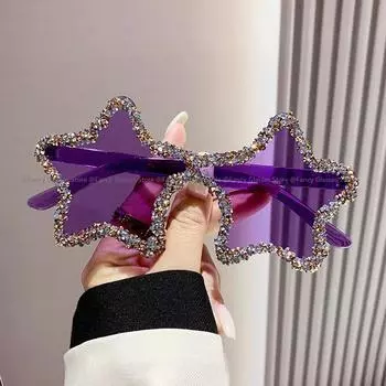 Модные модные солнцезащитные очки с бриллиантовой огранкой для женщин и мужчин, роскошные солнцезащитные очки в форме звезды с карамельным цветом UV400, унисекс, для вечеринок, для отдыха на природе, для пляжа As Picture белый