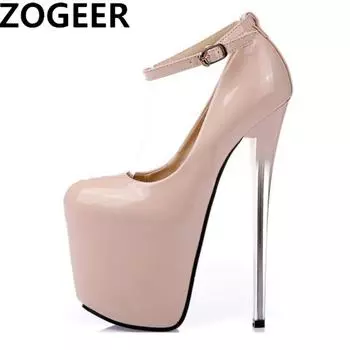 Модные модные туфли на высоком каблуке 19 см на платформе с сексуальными ремешками женские туфли-лодочки черного цвета на каблуках телесного цвета для вечеринок фетиш-обувь женская большого размера 50 34