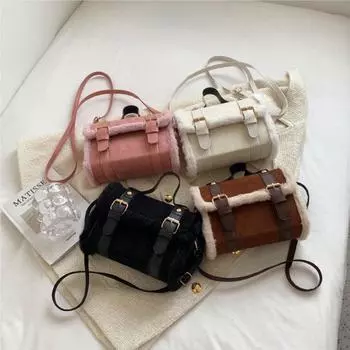 Модные модные женские сумки через плечо из меха, новые однотонные сумки с мягкой ручкой, маленькие сумки для женщин, повседневная сумка на одно плечо