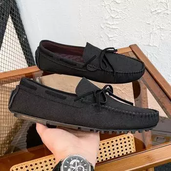 Модные мокасины мужские повседневные туфли мягкие удобные слипоны на плоской подошве мягкие фирменные мужские туфли черные синие большие размеры 45 D026 6.5