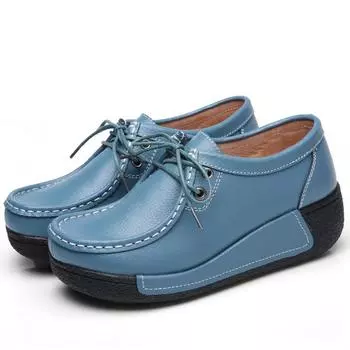 Модные мокасины, женские туфли на плоской подошве, удобные женские дышащие кожаные кроссовки на шнуровке, женские модные черные мягкие повседневные туфли для женщин 35 чёрный