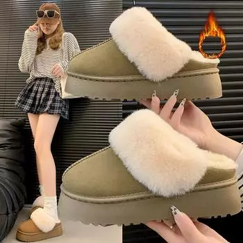 Модные мокасины Зимняя женская обувь Теплая зимняя обувь Повседневная обувь 35 дубильная кора