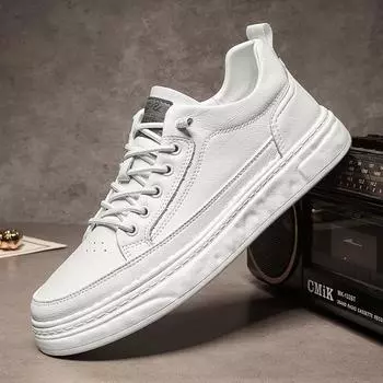 Модные молодежные подростковые кожаные туфли, модные дизайнерские мужские кроссовки, простые теннисные туфли на каждый день, мужские кроссовки из вулканизированной кожи на шнуровке 38 чёрный