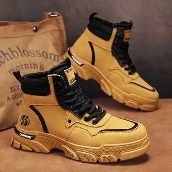 Модные мотоциклетные ботинки для мужчин 2024 года, зимние британские модные рабочие короткие ботинки, модная повседневная обувь для альпинизма и спорта 39