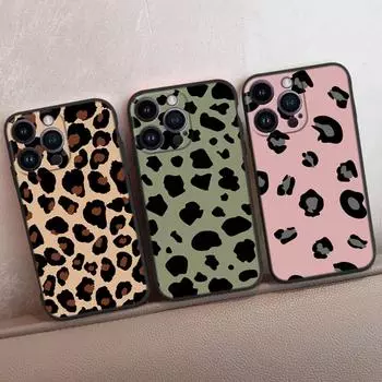 Модные мягкие чехлы для телефонов с леопардовым рисунком для iPhone 15 Pro 6 14 XS 13 Max XR 12 Mini 7 Plus X SE 8 11, противоударный бампер из ТПУ, черный чехол iPhone 6