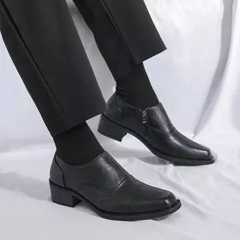 Модные мягкие кожаные мужские лоферы без застежек Повседневная обувь Мужские мокасины Кожаные туфли на плоской подошве Деловая обувь Обувь для вождения Мужская 38 чёрный