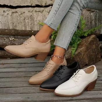 Модные мягкие кожаные туфли на среднем каблуке с ремешками, одинарные туфли на толстом каблуке, четыре маленьких кожаных туфельки, женская обувь оптом 42