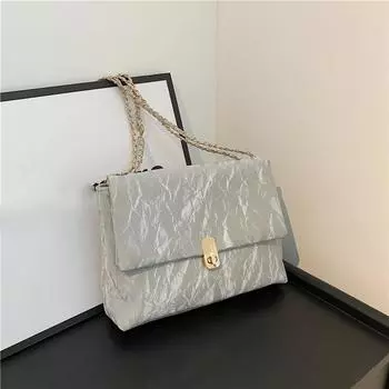 Модные мягкие сумки через плечо из искусственной кожи с цепочкой, новые трендовые женские сумки через плечо, универсальные повседневные квадратные классические женские сумки 26x8x18cm зелёный