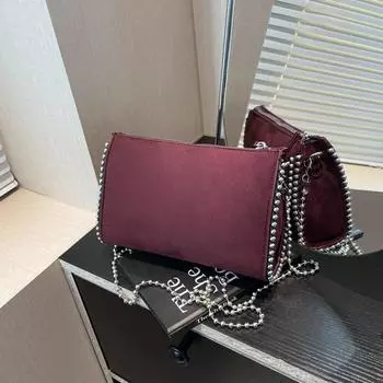 Модные мягкие сумки через плечо из искусственной кожи с цепочкой 2025 года, весенний тренд, женская сумка через плечо, универсальные повседневные квадратные классические женские сумки чёрный