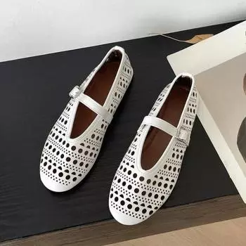 Модные мягкие женские балетки с вырезом, летние и осенние, туфли Мэри Джейн для ходьбы, повседневные туфли с круглым носком для девочек 36 коричневый