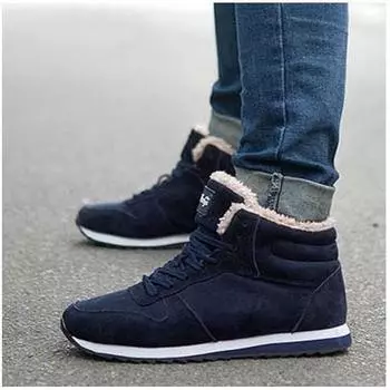 Модные мягкие зимние зимние сапоги большого размера, сохраняющие тепло, плюшевые ботильоны, зимняя рабочая уличная обувь 44 чёрный