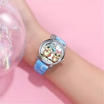 Модные мультяшные пряжки, ослепительные детские сетчатые часы с ремнем, резиновые часы
