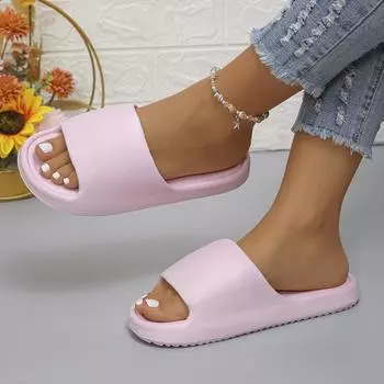 модные Mute Eva домашние тапочки для ванной женские на плоской подошве легкие нескользящие домашние тапочки женские летние мягкие пляжные шлепанцы 38-39 белый