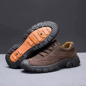 Модные мужские альпинистские туфли, новые дышащие кроссовки для активного отдыха, трендовые кроссовки на шнуровке, износостойкие мужские туфли с мягкой подошвой 39 чёрный