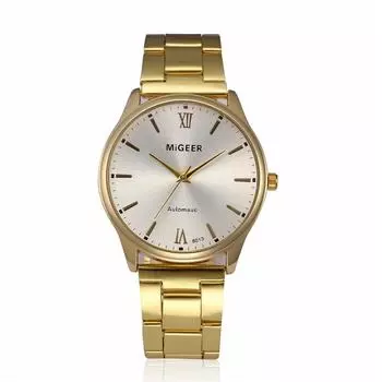 Модные мужские аналоговые кварцевые наручные часы из нержавеющей стали с кристаллами