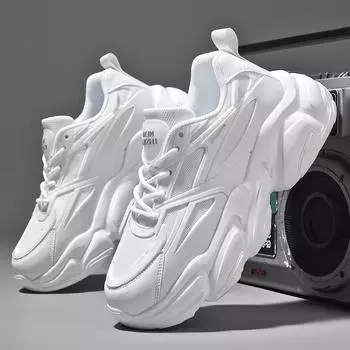 Модные мужские белые туфли, повседневная обувь, мужская нескользящая спортивная обувь для отдыха на открытом воздухе, дышащие кроссовки для бега, сетчатые, мужские, на шнуровке, на плоской подошве 36 белый