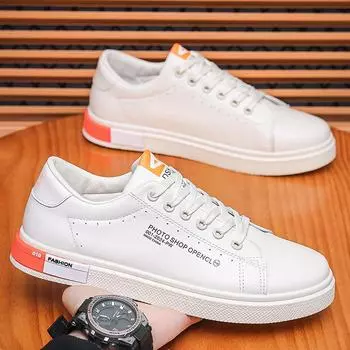 Модные мужские белые весенние кроссовки — универсальные, водонепроницаемые, с мягкой подошвой, в корейском повседневном стиле и стиле скейтбординга. 39