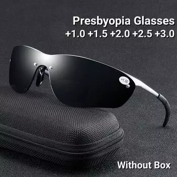 Модные мужские бифокальные солнцезащитные очки двойного назначения очки для чтения на дальние расстояния Серебряная оправа Спортивные очки +100 +150 +200 +250 +300 +1.0 серебряный серый